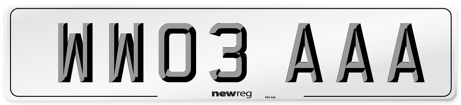 WW03 AAA Number Plate from New Reg